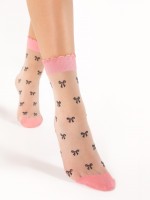 Fiore - 15 denier bow pattern ankle socks Fiore - 15 denier bow pattern ankle socks