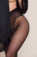 Gabriella - 15 denier sheer tights with elegant, high cut lace design panty
