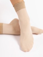 Fiore - 40 denier herringbone pattern ankle socks with lurex-effect top in contrast colour Fiore - 40 denier herringbone pattern ankle socks with lurex-effect top in contrast colour