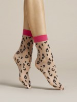 Fiore - 20 denier contrast animal pattern ankle socks Fiore - 20 denier contrast animal pattern ankle socks