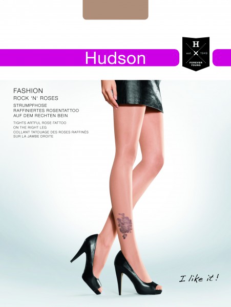 Hudson - Trendy tattoo effect tights with rose print