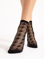 Fiore - Stylish 20 Denier Ankle Socks Featuring Bold Houndstooth Design