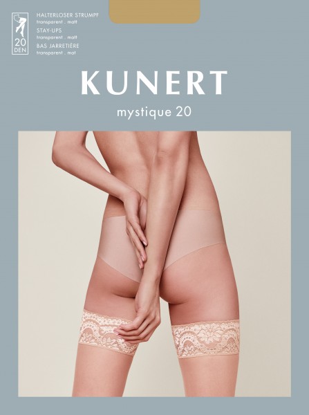 Kunert Mystique 20 - Matt hold ups with beautiful, floral pattern lace top