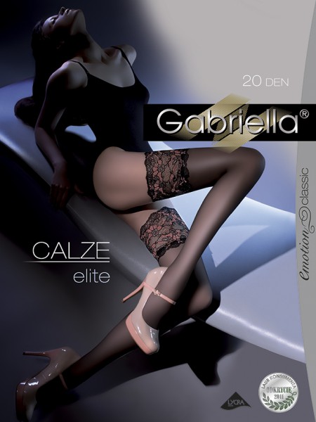 Gabriella - Elegant hold ups with beautiful floral pattern lace top Elite