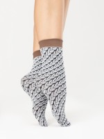 Fiore - 40 denier cable pattern ankle socks with comfortable top in contrast colour Fiore - 40 denier cable pattern ankle socks with comfortable top in contrast colour
