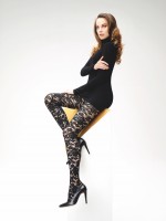 Omero Leona - Stylish lace pattern fishnet tights