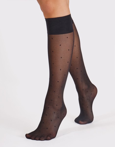 Cette - 2 pairs sheer polka dot knee highs made of recycled polyamide