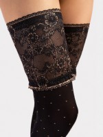 Fiore - Opaque hold ups with lurex polka dots and sophisticated lace top Fiore - Opaque hold ups with lurex polka dots and sophisticated lace top