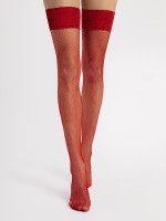 Fiore - Classic fishnet hold ups with sensuous patterned lace top Liza